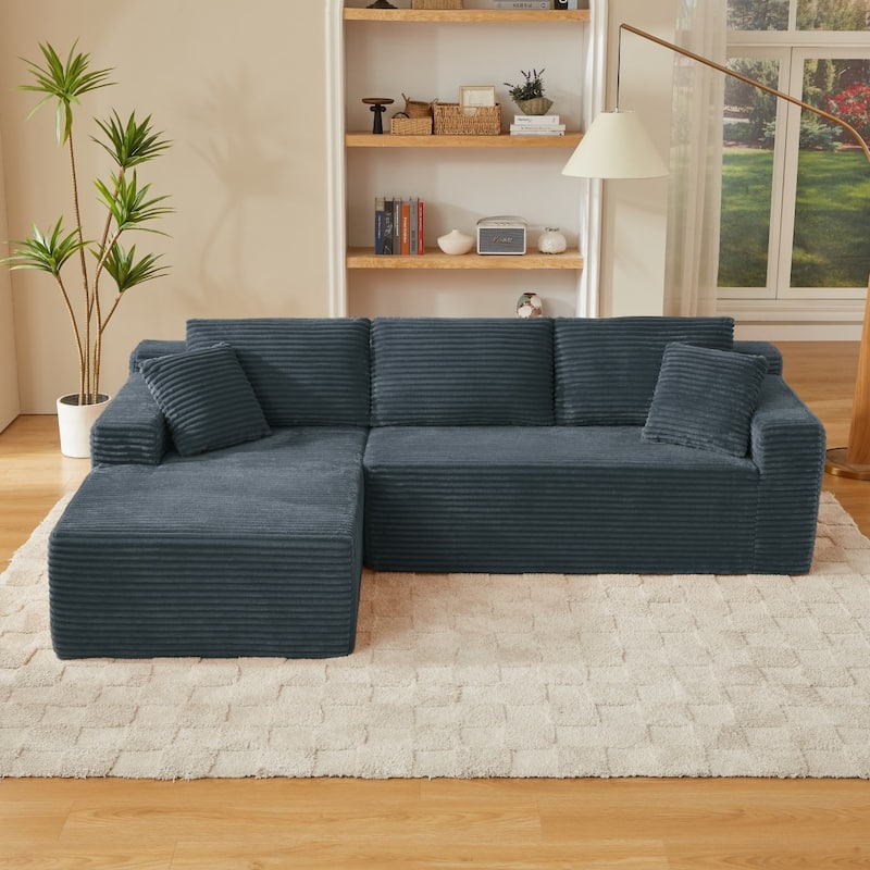 103.2" L-Shaped Corduroy Sectional Sofa, No Assembly Required