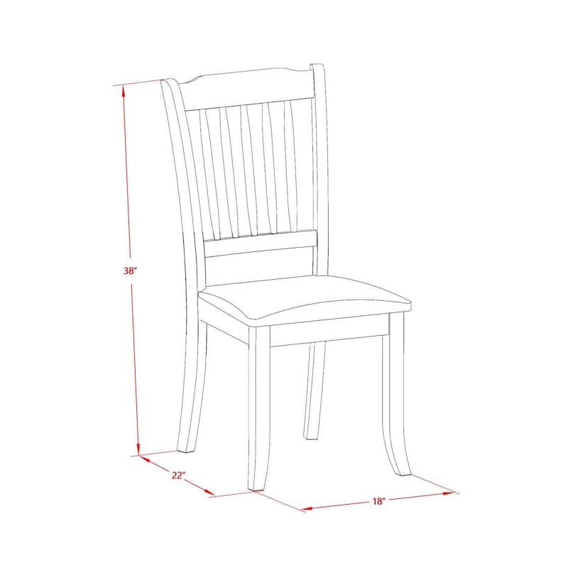 Dining Chairs Set of 2 with Black Finish, Linen Seat, Vertical Slatted Back - 18