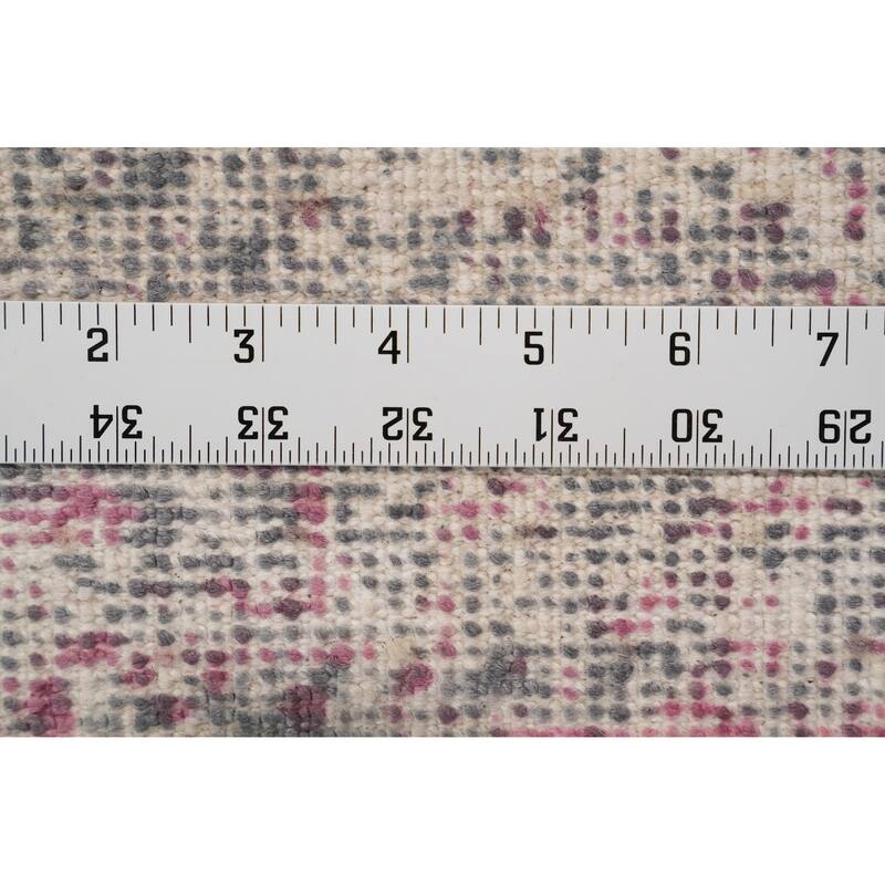 Hand Knotted Oriental Viscose Silk Carpet Modern All-Over Pink Abstract Area Rug - 3' 0'' X 2' 0''