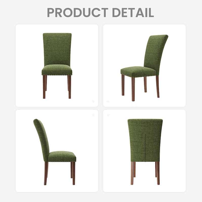 Upholstered Parsons Dining Chairs Set of 2/4/6, Fabric Dining Room Kitchen Side Chair with Nailhead Trim and Wood Legs