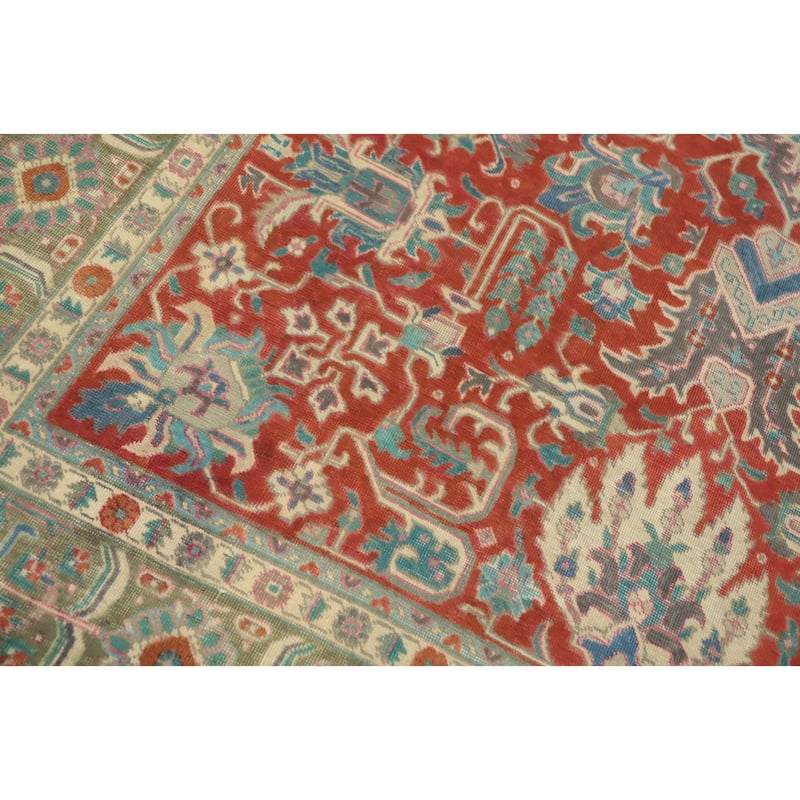 Hand Knotted Oriental 100% Wool Carpet Traditional Floral Red Tabriz Area Rug - 9' 8'' X 6' 6''