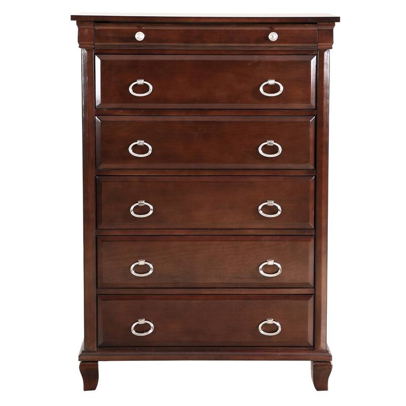 6-Drawer Wooden Bedroom Chest - 53" - Brown