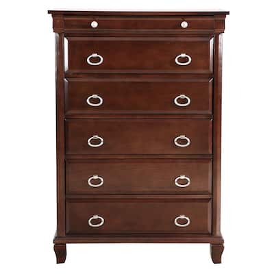 6-Drawer Wooden Bedroom Chest - 53" - Brown