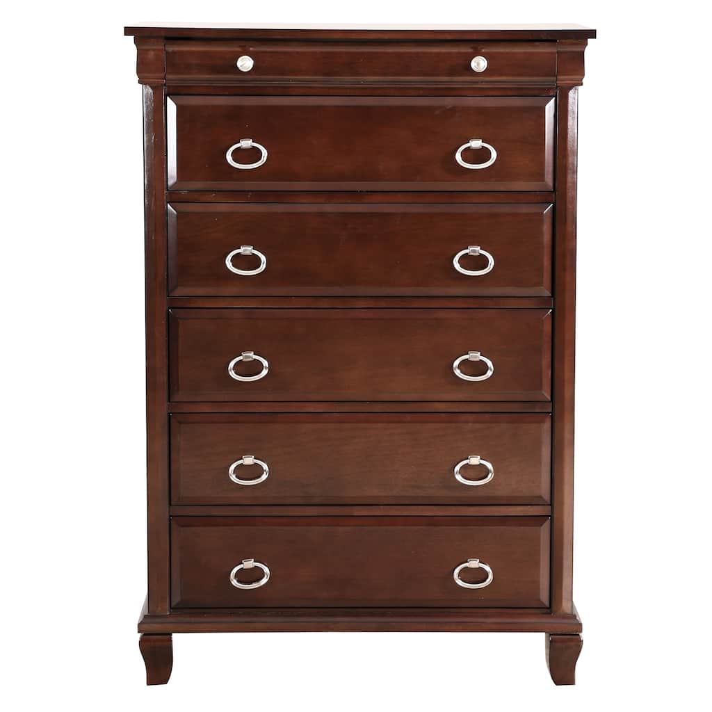 6-Drawer Wooden Bedroom Chest - 53" - Brown