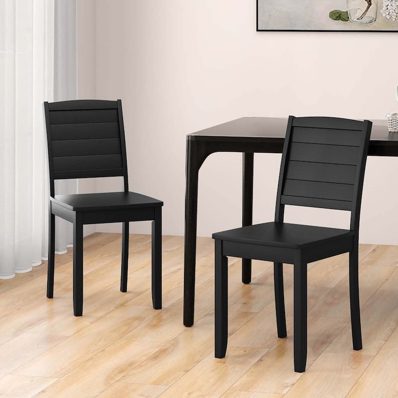 2 PCS Modern Wood Dining Chairs Armless Side Chairs w/Rubber Wood Legs
