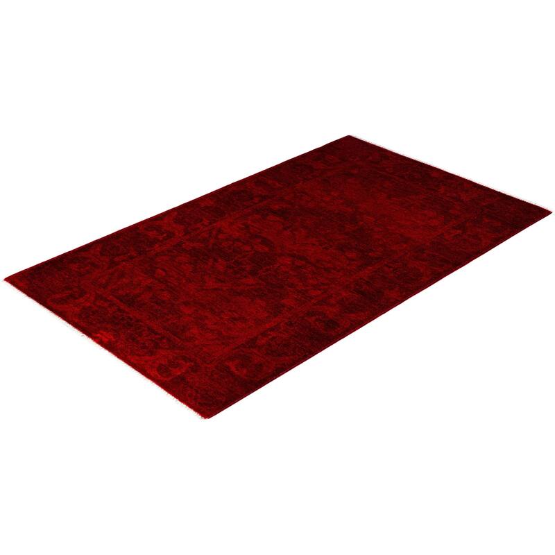 Overdyed One-of-a-Kind Hand-Knotted Area Rug - Red - 3' 1" x 5' 0"