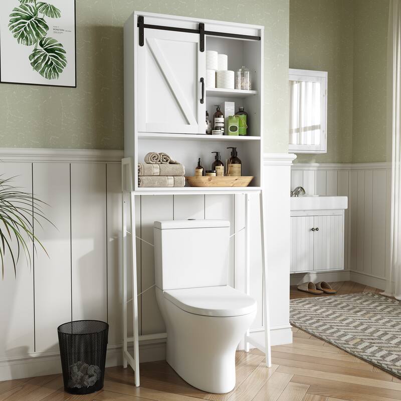 Over-The-Toilet Storage Cabinet Bathroom Organizer with Adjustable Shelf