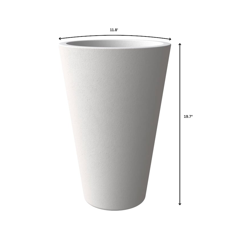 Pebble Tapered Modern Round Fiberstone and MGO Clay Planter Pot with Drainage for Home Garden Office Patio Porch Patio