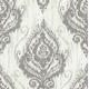 preview thumbnail 7 of 6, Seabrook Designs Lovette Ikat Damask Unpasted Wallpaper 20.5 in. W x 33 ft. L - Metallic Fog