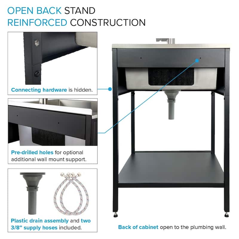 Transolid TRS_EWS-2422S Contemporary Laundry Washstand 24" Free