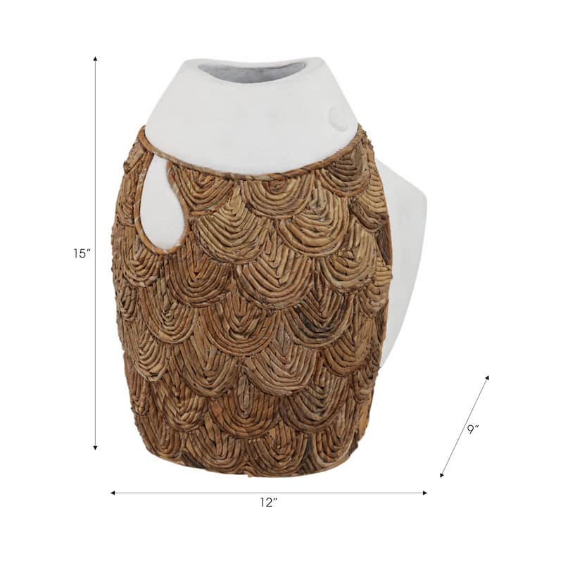 Pottery Terracotta Decorative Vase with Woven Banana Fiber Detailing