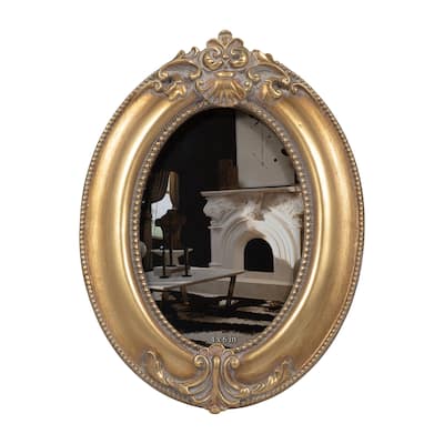 Sagebrook Home Elegant Gold Resin 4x6 Round Applique Photo Frame Glass Display, Classic Home Decor Accent