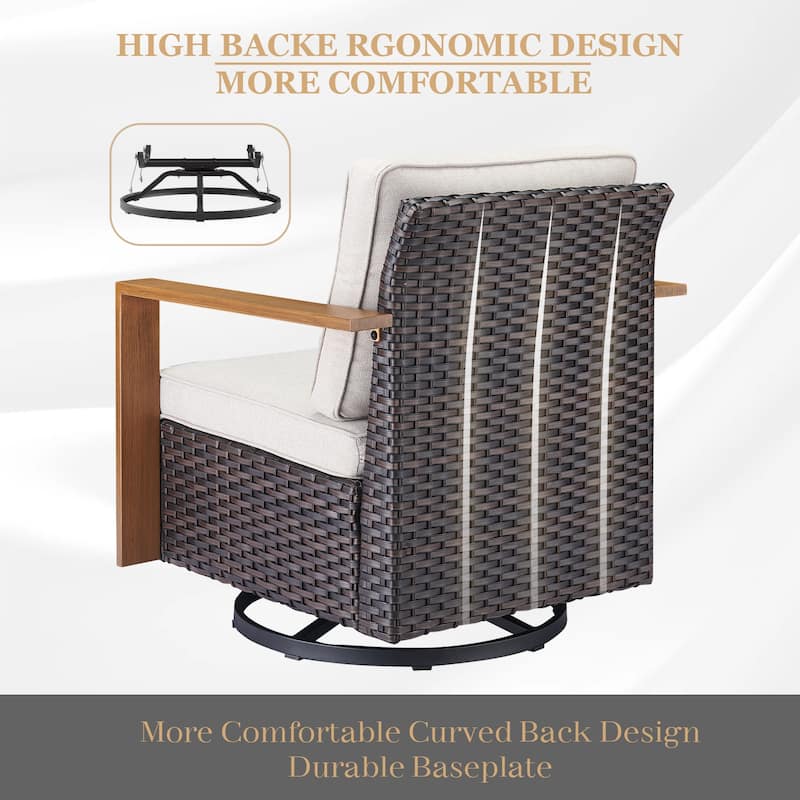 Gymojoy Outdoor 3-Seat Sofa wtih Swivel Chair Ottoman Funiture