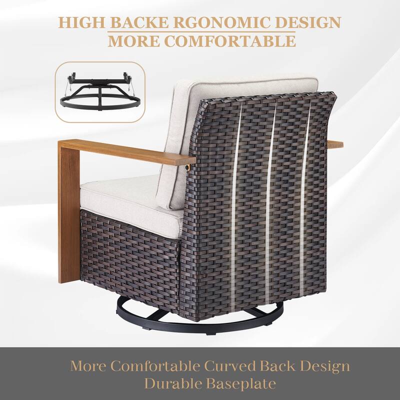 Gymojoy Patio Swivel Rocking Chairs with Ottomans