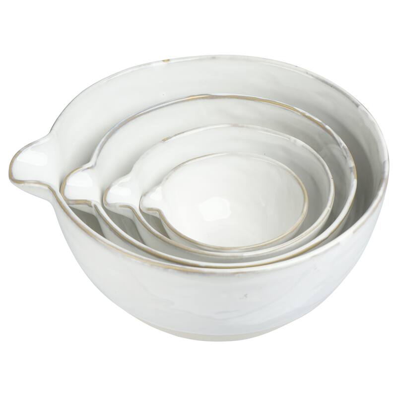 Stoneware White Batter Bowls (Set of 4)
