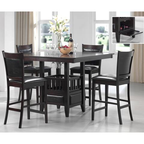 Timeless 5-piece Counter Height Square Dining Set with Wine Storage Base