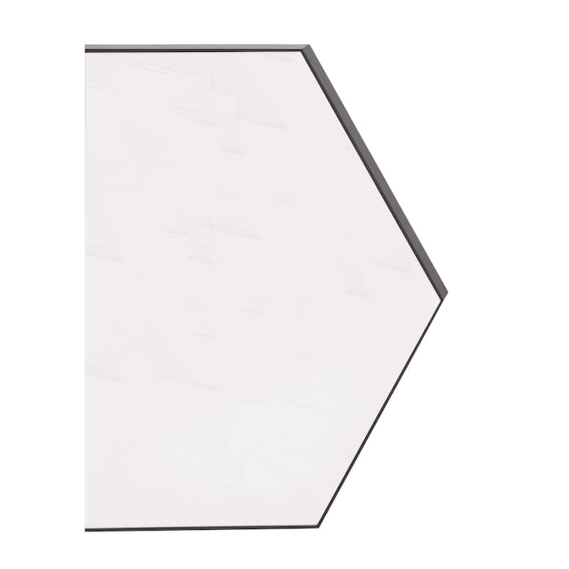 Wooden Hexagon Room Wall Mirror with Thin Minimalistic Frame - Black or Gold - CosmoLiving by Cosmopolitan