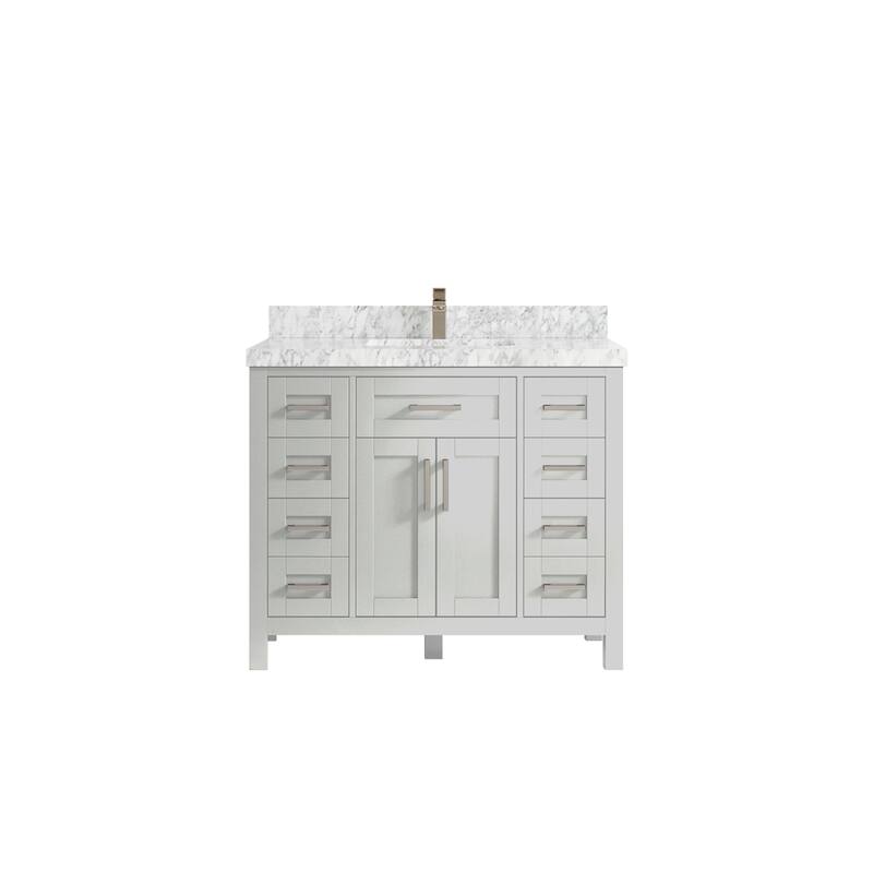 Willow Collections 42 in. W x 22 in. D Cambridge Single Sink Bathroom Vanity with Countertop - 2" Carrara Marble - Coventry Gray