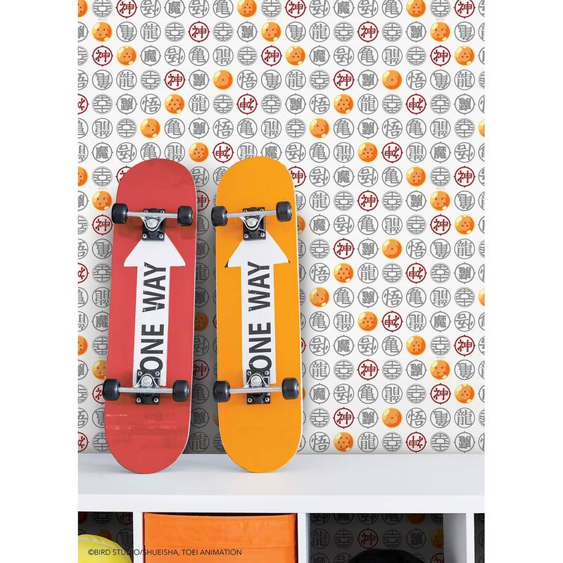 RoomMates Dragon Ball Z Symbols White Peel and Stick Wallpaper - N/A