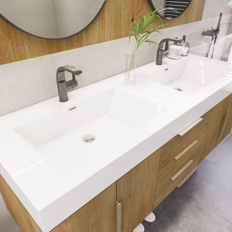 Noble 60" Wall Mounting Vanity with Reinforced Acrylic Double Sink