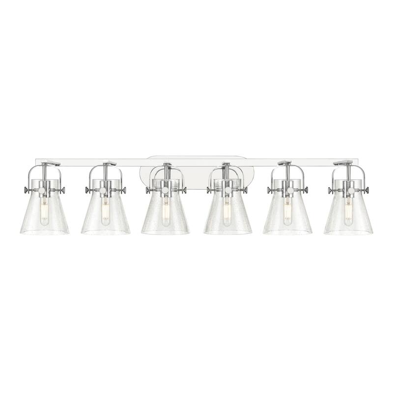 Innovations Lighting 423-6W-10-46 Pilaster II Cone Vanity Pilaster II - Polished Chrome / Seedy