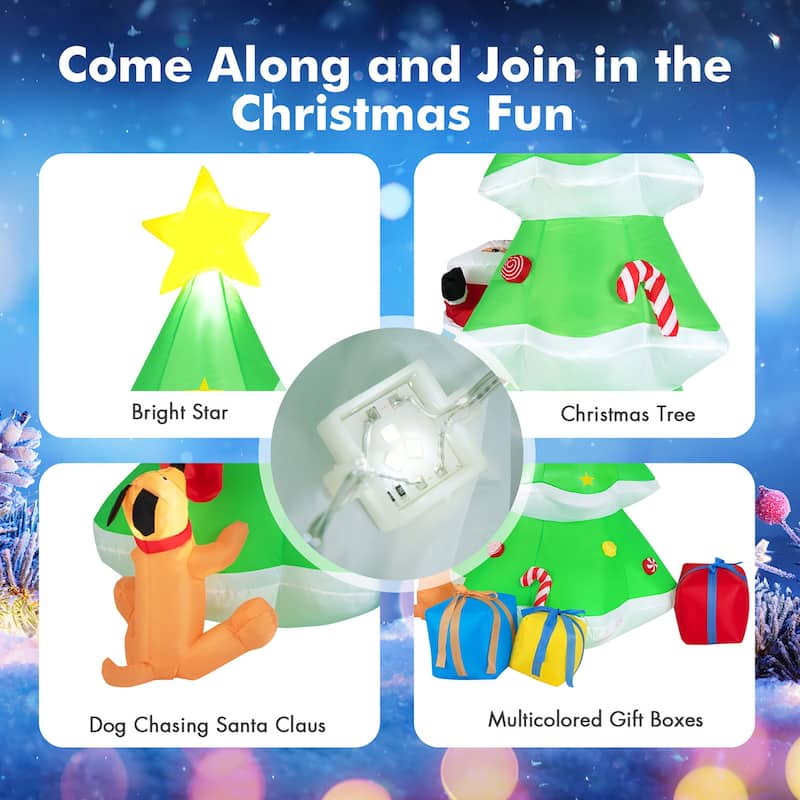 Gymax 7FT Self Inflatable Santa Claus Climbing Tree Christmas - See Details