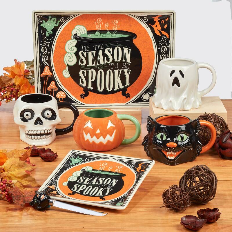 Certified International Scaredy Cat Rectangular 14-inch x 10-inch Platter - 14" x 10" x 1.25"