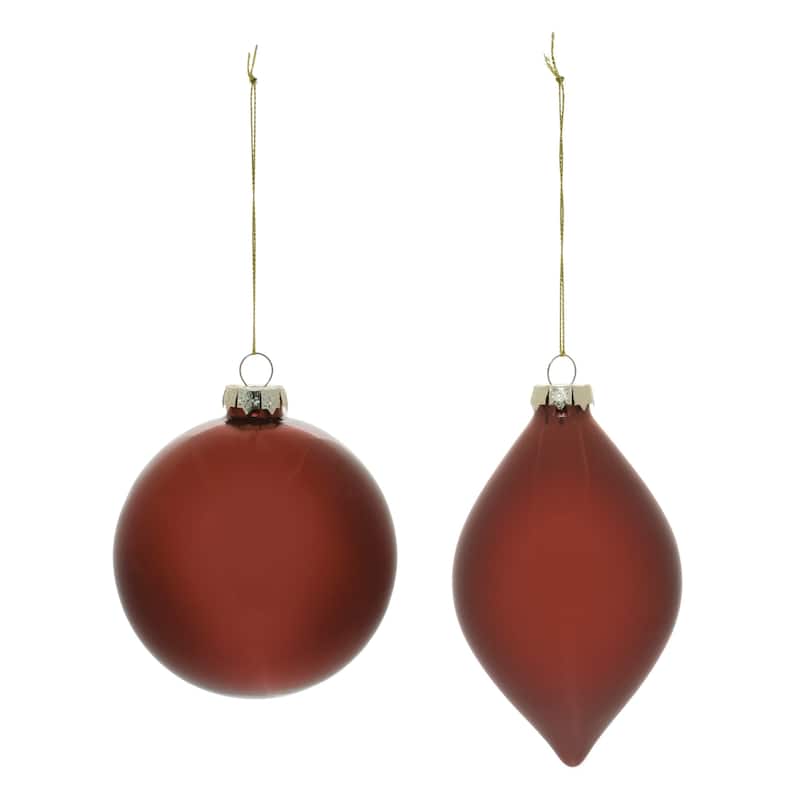 Matte Finish Glass Christmas Ornaments - 6" - Red - 6ct