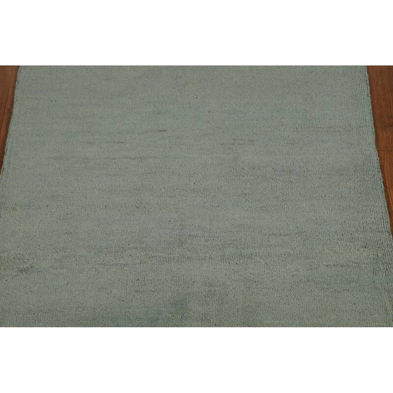 Gabbeh Modern Foyer Rug Hand-Knotted Solid Wool Carpet - 2'8"x 3'9"