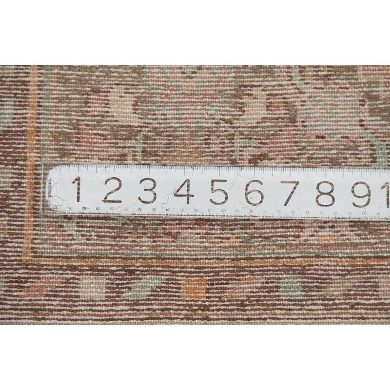 Hand Knotted Oriental 100% Wool Carpet Traditional Geometric Coral Hamedan Runner Rug - 10' 4'' X 3' 3''