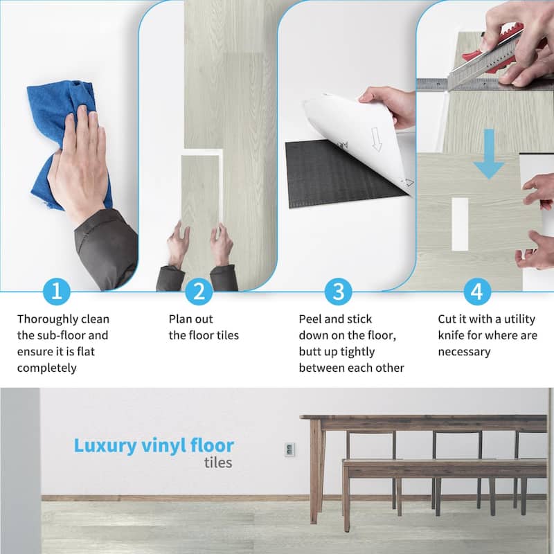 Art3d 36-sheet 36"x6" Self-adhesive Vinyl Flooring Beige Wood Color, Cover 54 Sq.Ft.