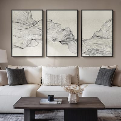 Framed Black and Beige Abstract Wall Art