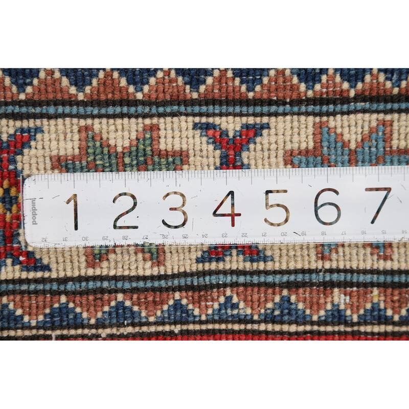 Hand Knotted Oriental 100% Wool Carpet Traditional Geometric Red Kazak Area Rug - 3' 0'' X 2' 0''