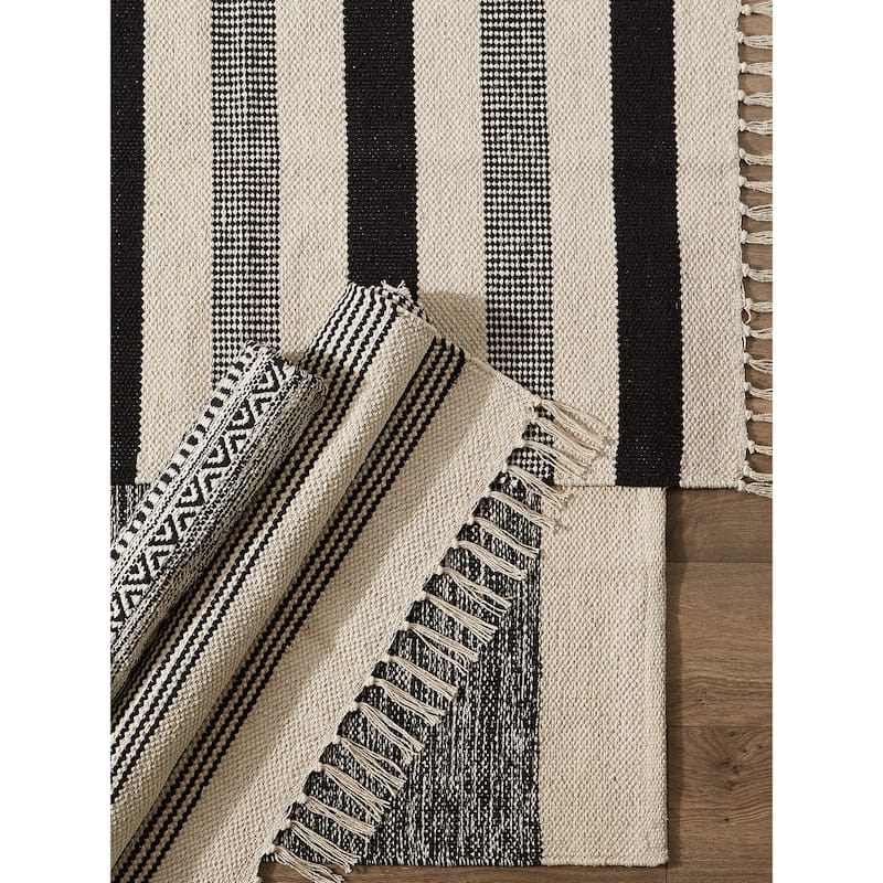 DII Stone Dobby Stripe Hand-Loomed Rug 2ft 6inx6 Ft - 36.0 In. L X 24.0 In. W X 0.2 In. H