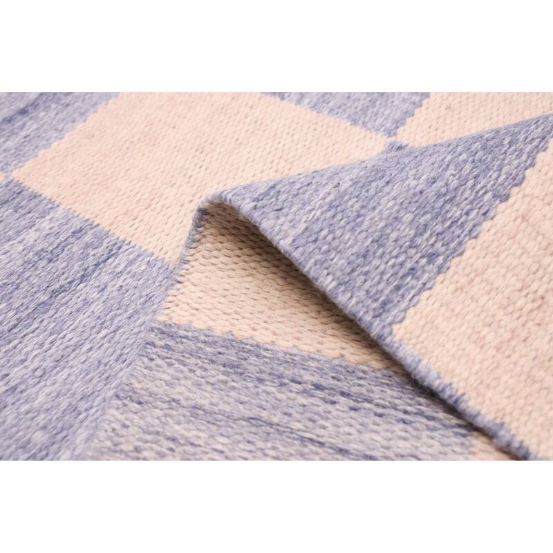 ECARPETGALLERY Flat-Weave Nevada Slate Blue Wool Kilim - 5'0 x 7'8