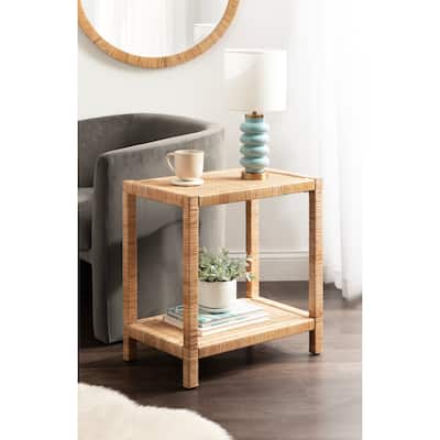 Kate and Laurel Rafina Rattan Rectangle Side Table - 14x22x24