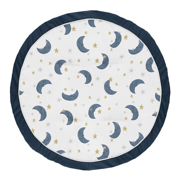 slide 2 of 4, Moon and Star Collection Boy Girl Baby Tummy Time Playmat - Navy Blue Gold Watercolor Celestial Sky Gender Neutral Outer Space