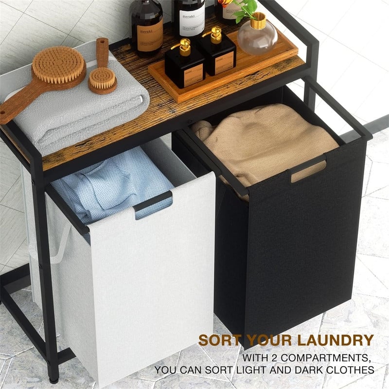 Laundry Hamper 2 Section - 28.74"L x 12.6"W x 29.13"H