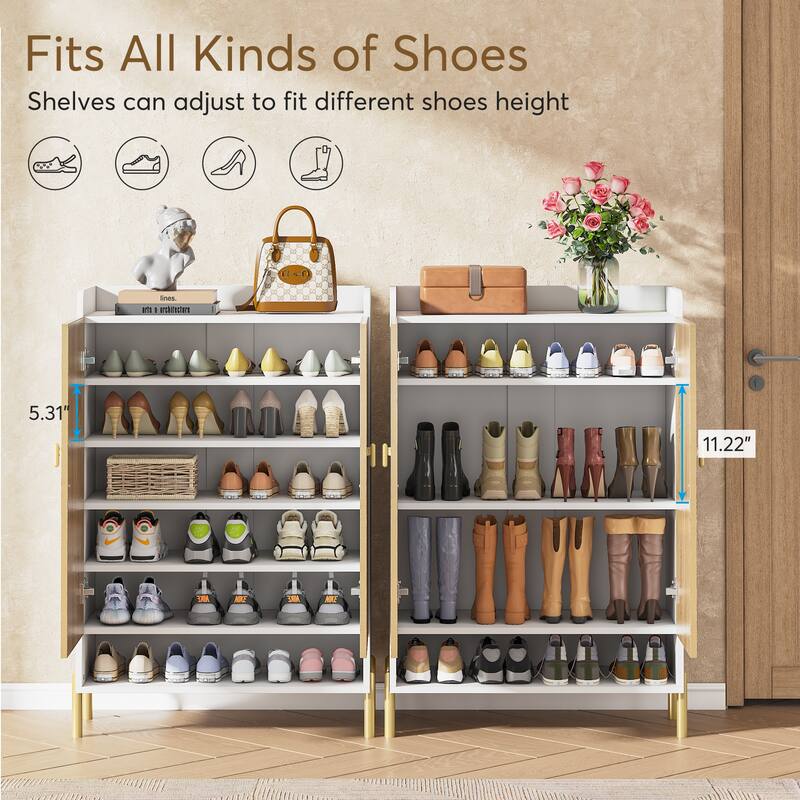 Shoe Cabinet Storage Entryway, Slim 6-Tier Shoe Organizer Cabinet