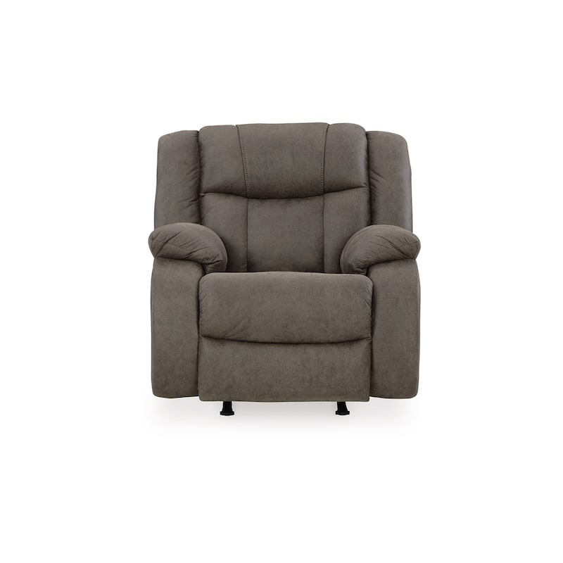 Perth Manual Rocker Recliner Chair, Soft Foam Slate Gray Faux Leather