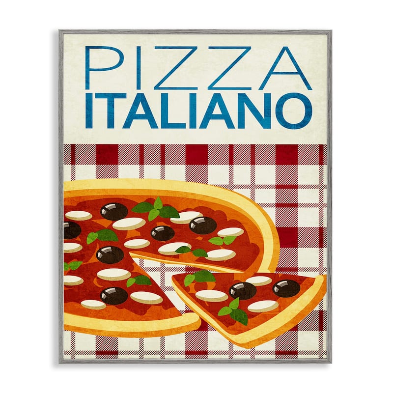Stupell Classic Pizza Italiano Framed Giclee Art Design By Kim Allen - 24 x 30 - Grey