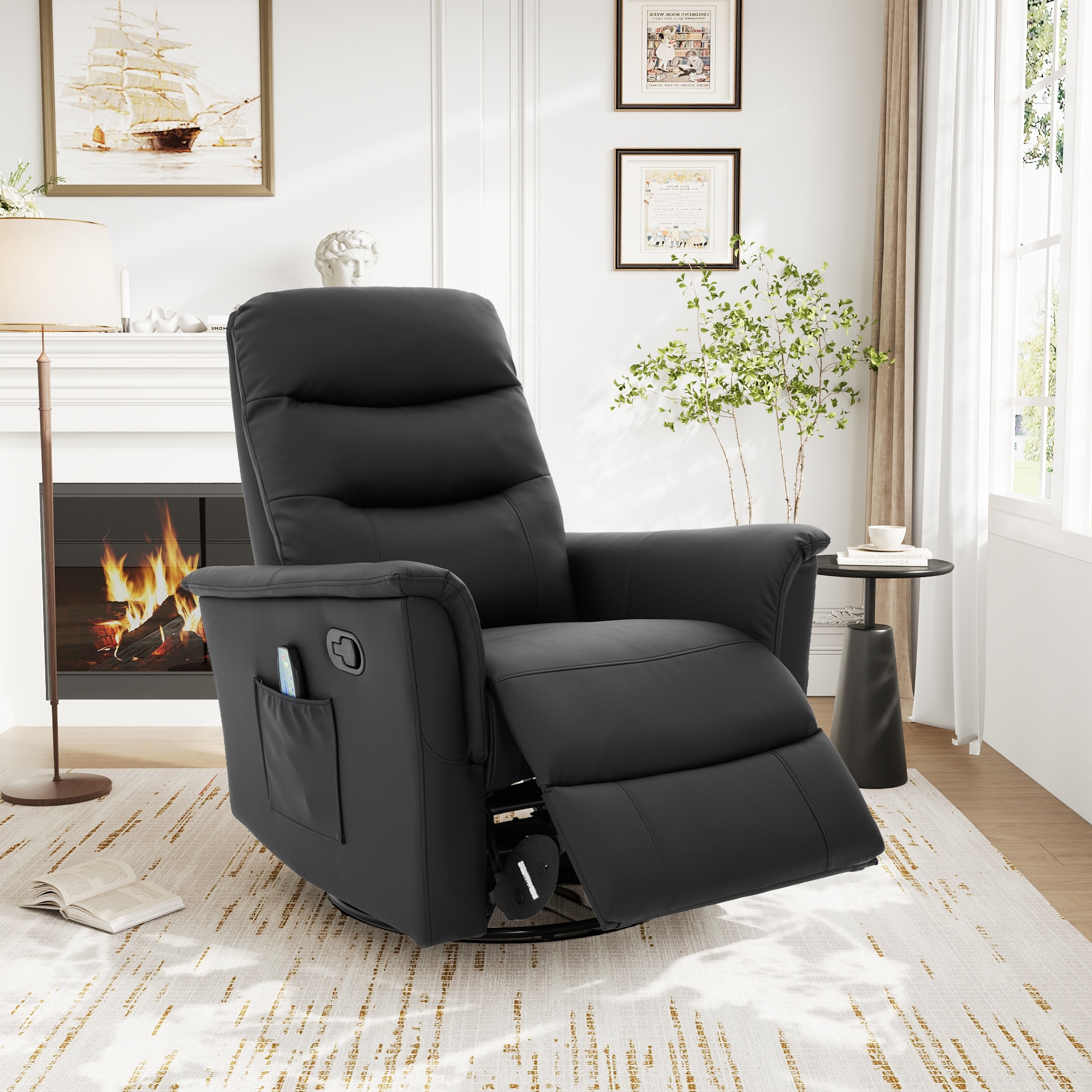 Manual Recliner Chair Rocking and Swivel Recliner Massage Recliner with 8-Point Massage Function and Adjustable Backrest