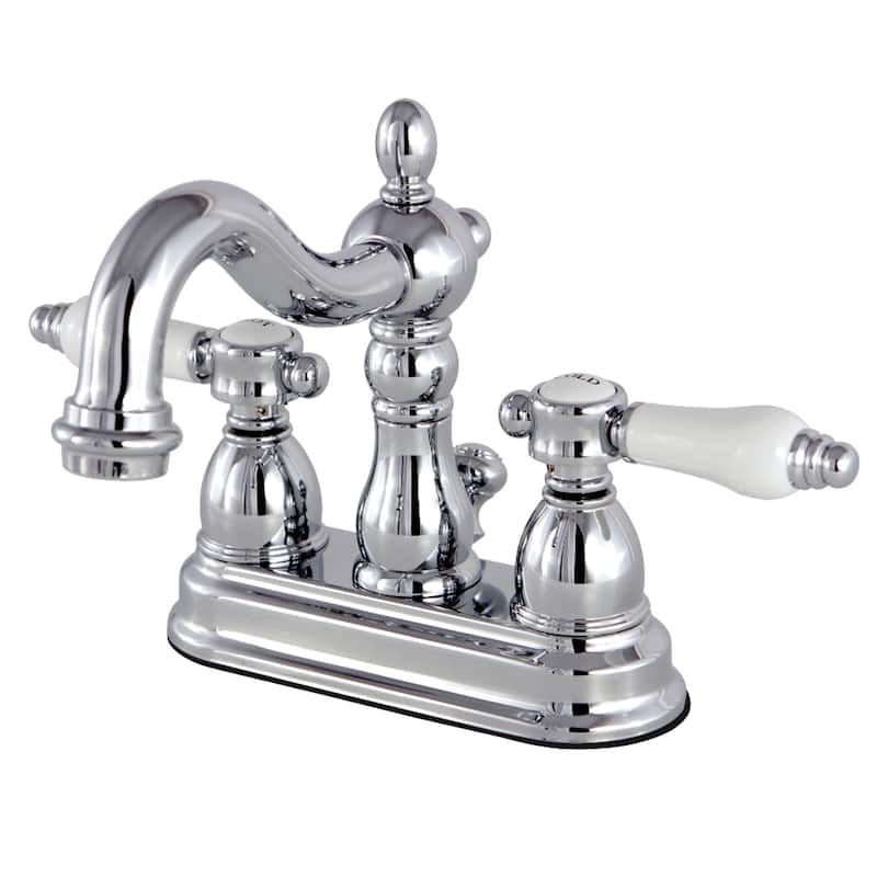 Kingston Brass Victorian Porcelain Handles Bathroom Faucet - Polished chrome