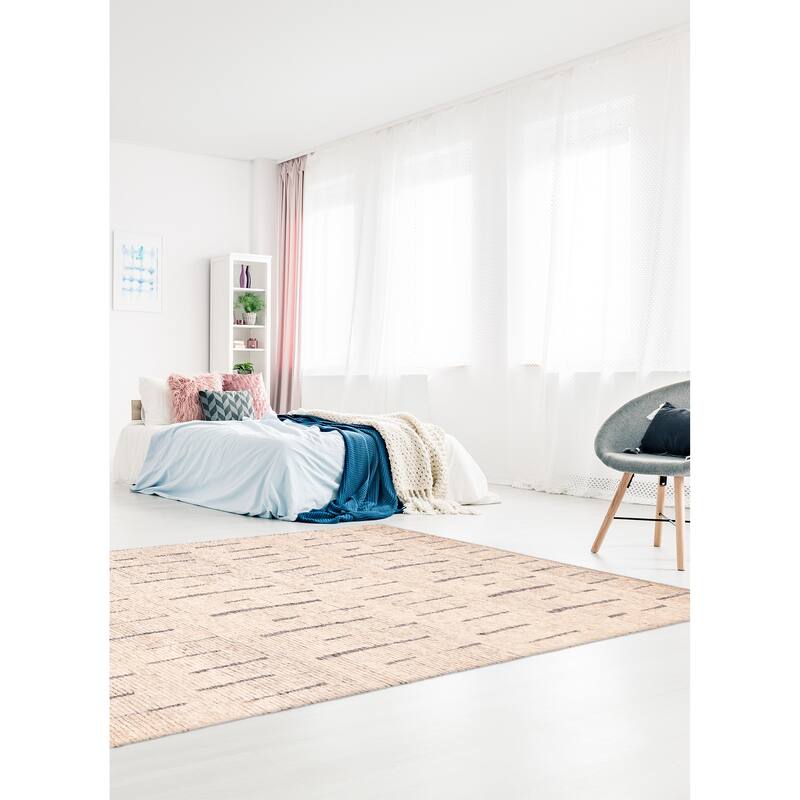 ECARPETGALLERY Hand-knotted Tangier Beige, Dark Grey Wool Rug - 8'2 x 10'1