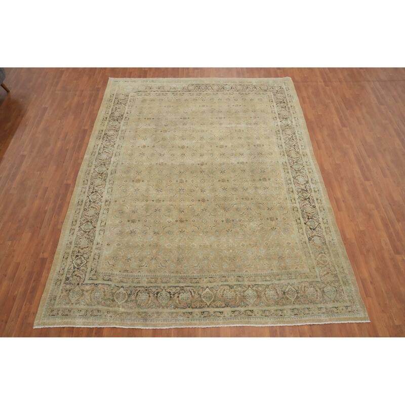 Hand Knotted Oriental 100% Wool Carpet Traditional All-Over Yellow & Gold Mahal Area Rug - 12' 11'' X 9' 5''