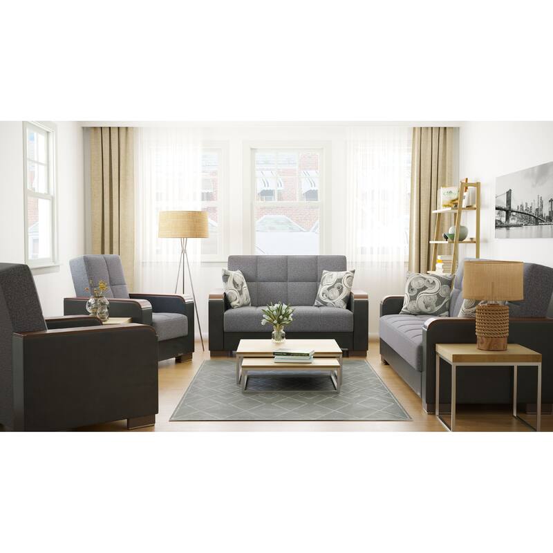 Collection Upholstered Convertible Loveseat With Storage