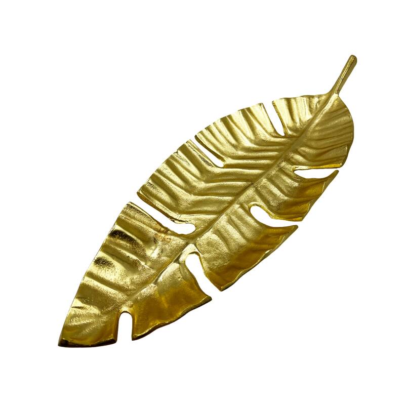 23 Inch Wide Decorative Handmade Aluminum Leaf Fruit Tray - 23 x 8 x 2.5 in