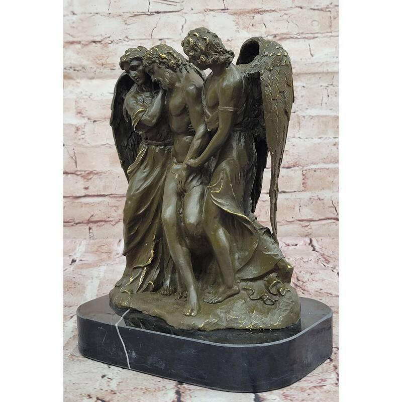 Pietà With Angels Bronze Sculpture - Religious Christian Crucifixion Art