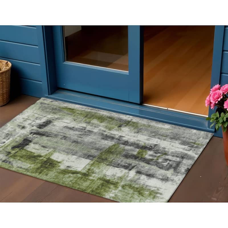 HomeRoots Abstract Transitional Rectangle Outdoor Rug - 3' x 5'