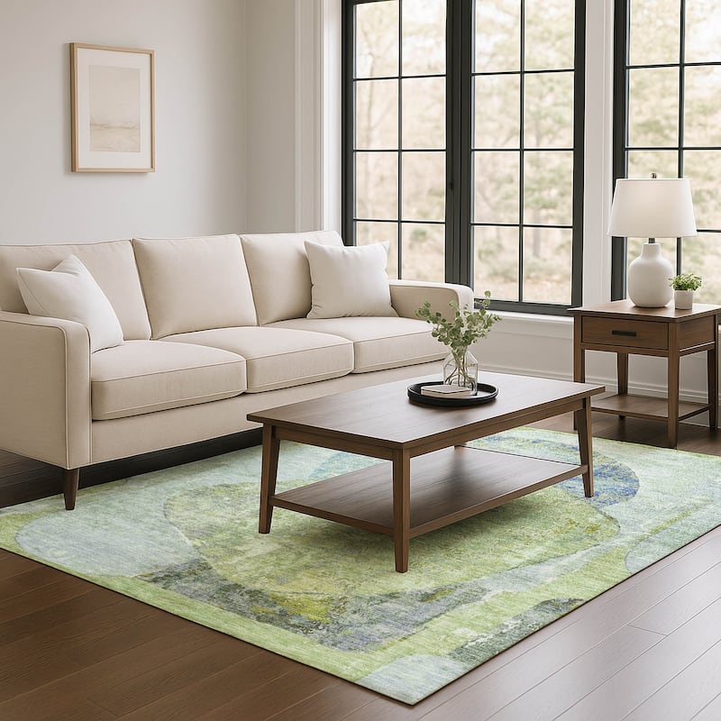 Premium Washable Super Soft Abstract Modern Mayfield Rug - Green - 8' x 10'